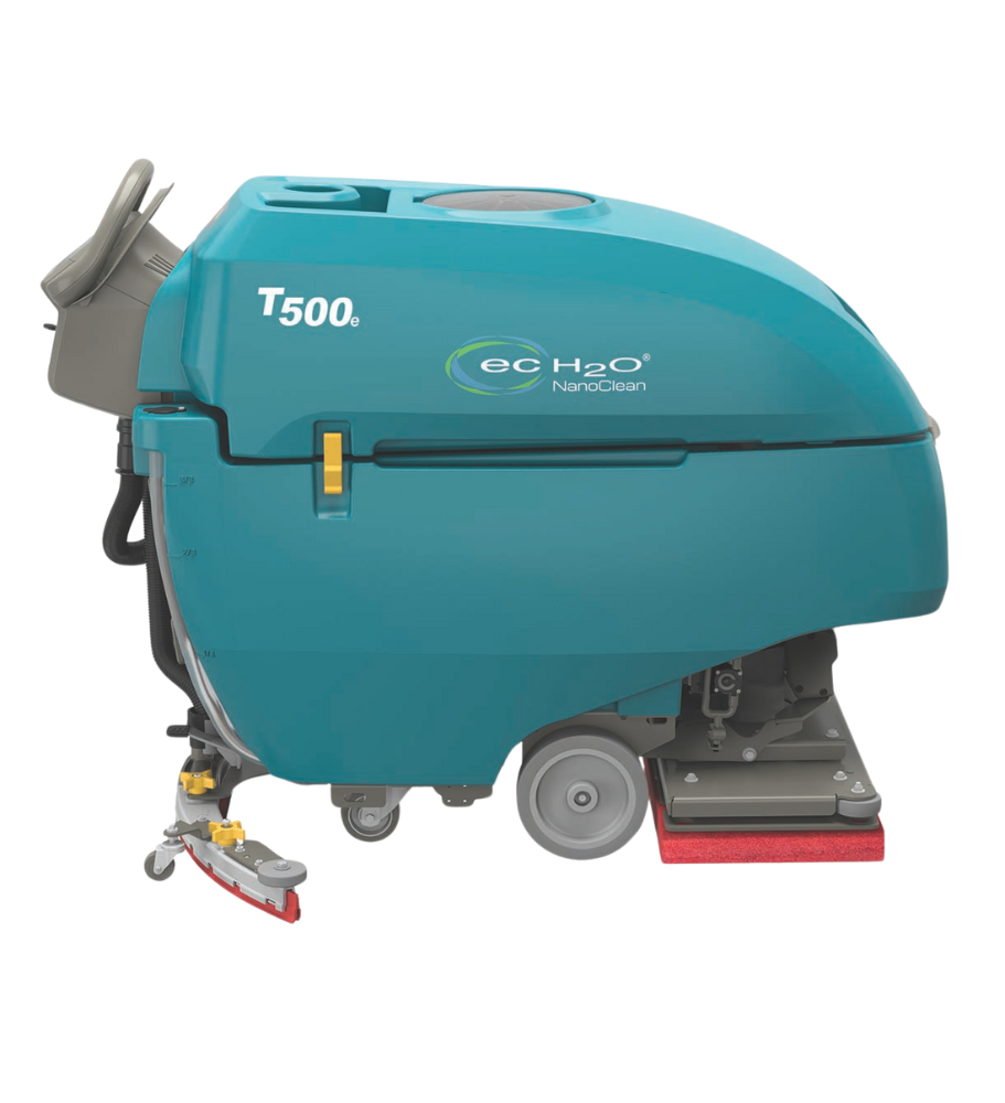Tennant T500e Floor Scrubber – Right Side Profile Highlighting Orbital Scrubbing Technology