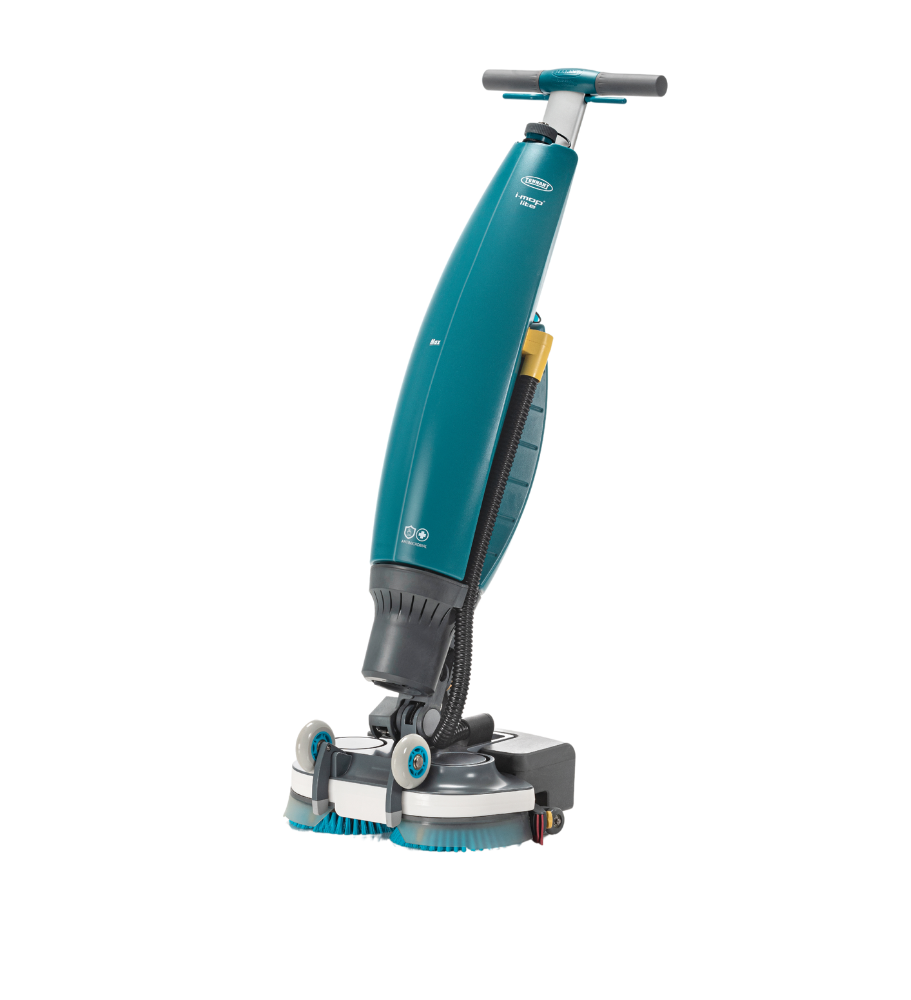 Tennant i-mop Lite Scrubber – Left Angle Showing Dual Brush Cleaning System